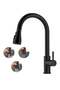 Black Kitchen Faucet, Kitchen Sink Mixer Tap with Pull Down Sprayer Matte Black, 1 Hole Stainless St - 2