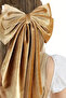 Women's Light Brown Shiny Velvet Bow Buckle - 2