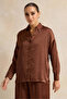 Women Brown Solid Collared Shirt