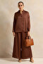 Women Brown Solid Collared Shirt - 2