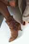 Posh Pointed Toe Kitten Heel Tassel Detailed Women's Boots Bootie - 3