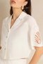 Women Ivory Embellished Cropped Shirt Blouse - 4