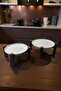 Alpina 2-Piece Black Bamboo Stand Porcelain Serving Plate Set 20cm and 26cm, Serving Plate - 5