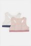 Senior Girls Pink And White Sporty Bra Set (Pack Of 2)