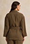Women Olive Collared Unlined Jacket - 3