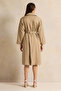 Women Beige Belted Trench Coat - 3