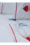 طقم نوم شتوي للأطفال مطرز باللون الأزرق والأحمر - 3