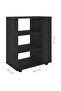 Rolling Cabinet Black 60x35x75 cm Engineered Wood - 3