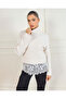 Women Beige Lace Turtleneck Sweater - 5