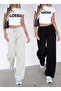 Winter Combination 2-Piece Tracksuit Set (Black-Grey) Baggy Wide-Leg Sweatpants with Cotton Lining Soft Fabric