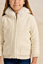 Girls White Zip Thru Cardigan With Sherpa Lining - 4