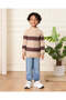 Boys Brown And Beige Striped Pullover - 2