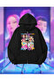Kpop Demon Hunters Oversized Zippered Black Unisex Hooded Cardigan