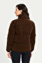 Women Brown Zip Stand Padded Puffer Jacket - 3