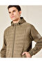 Men Brown Hooded Jacket With Knit Sleeves - 4