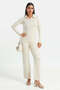 Women Beige Collared Pullover - 2