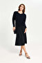 Women Navy Cable Knitted Crop Pullover - 2