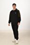 Men's Cotton Full Zip Hooded Tracksuit Set Black 5282-S - 5