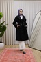 Women's Jacket Collar Double-Breasted Belted Cashmere Coat Premium - Black - 5