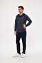 Men's Cotton Full Zip Hooded Tracksuit Set Indigo 5296-I - 5