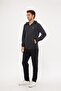 Men's Cotton Full Zip Hooded Tracksuit Set Black 5296-S - 3