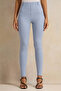 Women Blue Full Length Legging With Belt Loop
