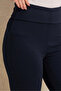 Women Navy Fold Over Waistband With Flare Leggings - 4