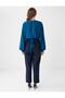 Dark Petrol Relaxed Fit Wrap Neck Long Sleeve Woven Blouse - 5