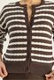 Women's Brown Ecru Striped Hair Knit Basic Knitwear Cardigan 2504 60283726 - 6