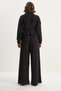 Women's Black Belted Pleated Cardigan High Waist Loose Pants Bottom-Top Modal Suit 4034 60283734 - 7