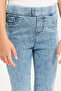 Girls Blue Solid Basic Jegging - 4