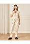 Women Beige Collared Pyjama Set (2 Piece)