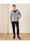 Men Grey Hooded Sports Sweatshirt - 2