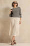 Women Beige Pleated Linen Skirt - 2