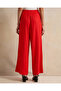 Women Red Plain Wide Leg Trouser - 3
