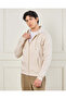 Men Beige Basic Zip Thru Hoodie Sweatshirt