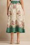 Women Ivory And Green Belted Skirt - 3