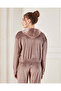 Women Brown Zip thru Hooded Velour Active Sweatshirt - 3