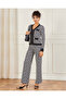 Women Black And White Monogram Jacquard Trousers - 2