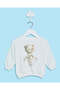 Infant Girls White Teddy Print Sweatshirt
