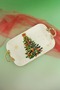 Christmas Tree Gold Metal Handle Porcelain Tray