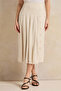 Women Beige Pleated Linen Skirt