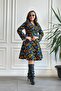 Asymmetrical Sleeve Dress with Button Detail on the Front - 5