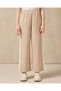 Senior Girls Beige And White Wide leg Jacquard Pants