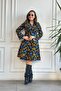 Asymmetrical Sleeve Dress with Button Detail on the Front - 2
