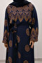 Tile Patterned Viscose Dress Tsd250237 Navy Blue - 4