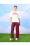 Women Burgundy Harvard University Wide Leg Embroidered Active Pants - 2