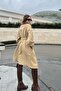 Women's Unlined Jacket Collar Belted Double-Breasted Midi Length Coat New700-3311 - 3