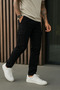 Men's Wide Leg Trendy Black Gabardine Cargo Pants