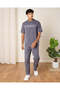 Men Blue Printed Lounge Pants - 2